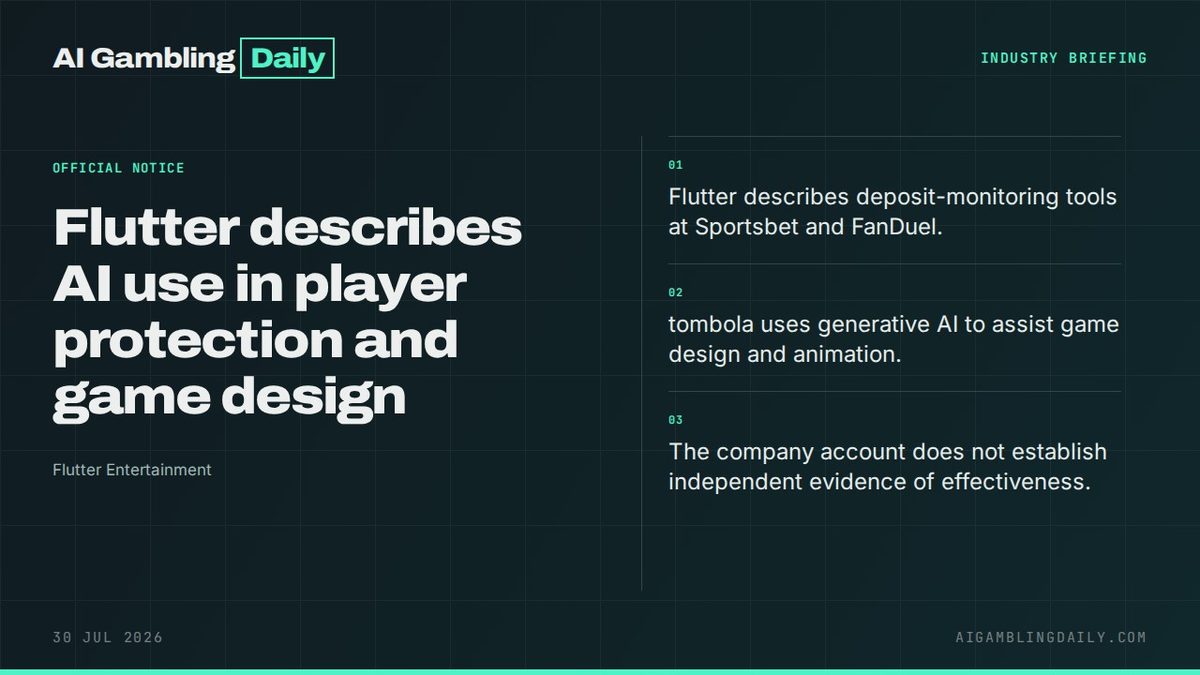 Flutter describes AI use in player protection and game design